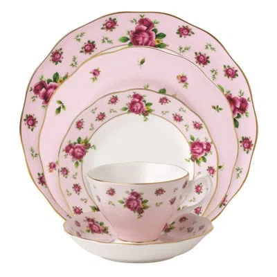 Royal Albert New Country Roses Pink 5 Piece Bone China Place Setting. Service For 1