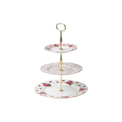 Royal Albert New Country Roses White 3 Tier Cake Stand 11.5in In Multi