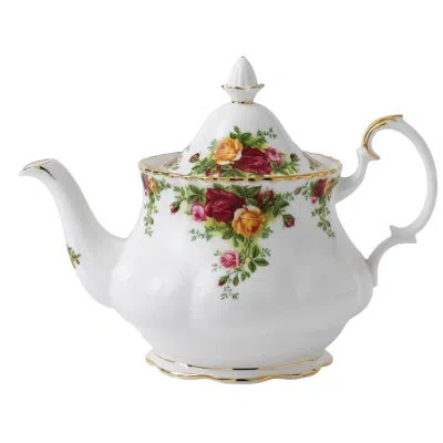 Royal Albert Old Country Roses 1.31-qt. Teapot In White;green
