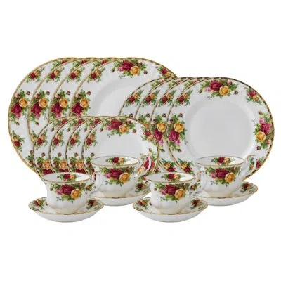 Royal Albert Old Country Roses 20 Piece Bone China Dinnerware Set, Service For 4 In White;green;pink