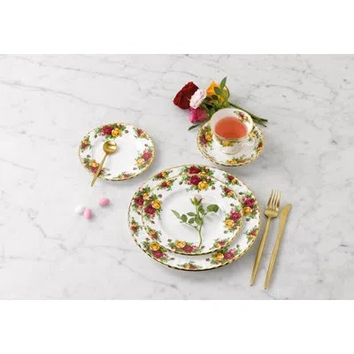 Royal Albert Old Country Roses 5 Piece Bone China Place Setting, Service For 1 In White;yellow;pink;burgundy