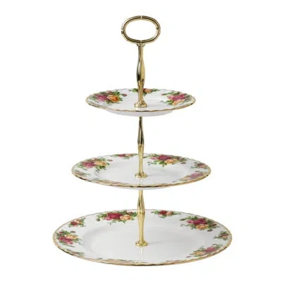 Royal Albert Old Country Roses Bone China Tiered Stand In White