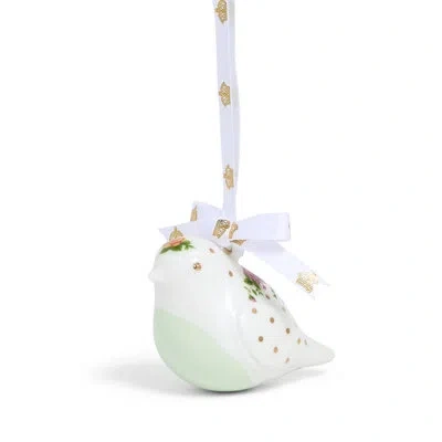 Royal Albert Old Country Roses Christmas Hanging Robin Ornament In White;green;red;yellow;pink