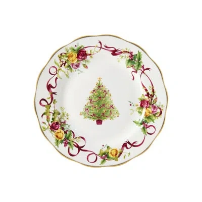 Royal Albert Old Country Roses Christmas Tree Dinner Plate 10.5" In White;green;red;yellow;pink