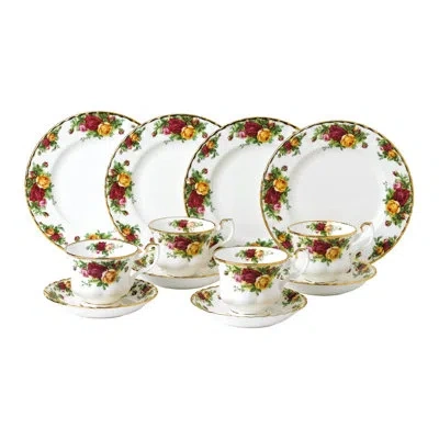 Royal Albert Old Country Roses Entertaining 12 Piece Set In White;red