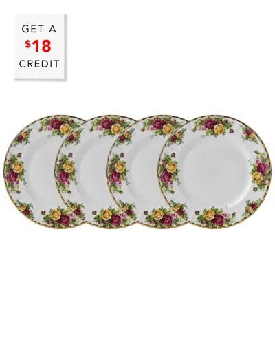 Royal Albert Old Country Roses Set Of 4 Plates With $18 Credit In Multi