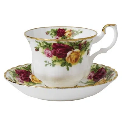 Royal Albert Old Country Roses Teacup & Saucer In White;pink