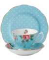 Royal Albert Polka Blue Vintage 3-pc. Set In Blue