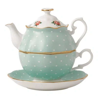 Royal Albert Polka Rose 2 Piece Teapot Set In Blue