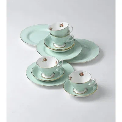 Royal Albert Polka Rose Entertaining 12 Piece Set In Blue;white