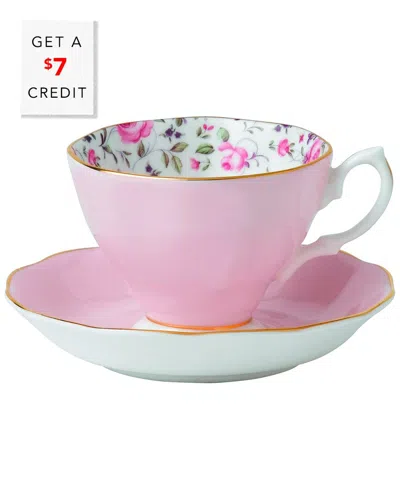 Royal Albert Rose 2pc Teacup And Saucer Set With $7 Credit In Pink