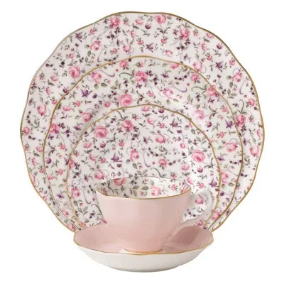 Royal Albert Rose Confetti 5 Piece Bone China Place Setting, Service For 1 In Pink