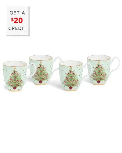 Royal Albert Set Of 4 Old Country Roses Christmas Mugs With $20 Credit In Multi