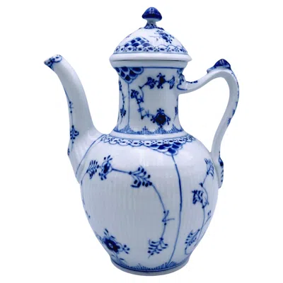 Pre-owned Royal Copenhagen 1960s  Blue Fluted Coffee / Tea Pot, Hand-painted, 1st-sorting