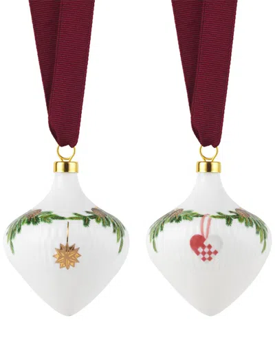 Royal Copenhagen 2pc Star Fluted Christmas Ornament Set In Multicolor