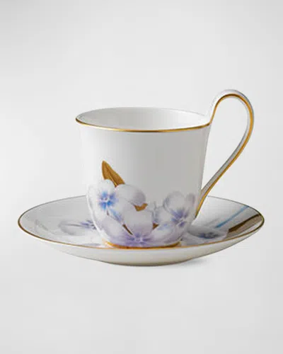 Royal Copenhagen 9 Oz. Flora Cup And Saucer Set In White