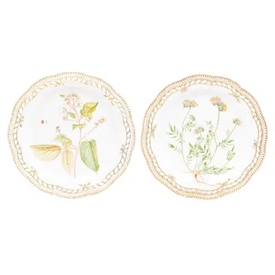 Pre-owned Royal Copenhagen A Pair Of  Flora Danica Reticulated Porcelain Platters 20th Cent In White