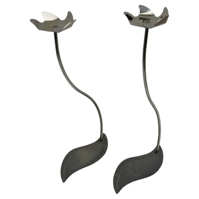 Pre-owned Royal Copenhagen Allan Schaff Tealight Candle Holders For  - A Pair In Black