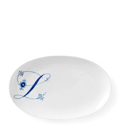 Royal Copenhagen Alphabet Coll Oval Plate In Blue
