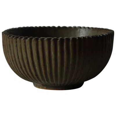 Pre-owned Royal Copenhagen Arne Bang For , Ribbed Ceramic Bowl, 1940s In Black