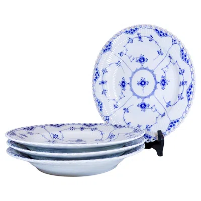 Pre-owned Royal Copenhagen Arnold Krog -  Blue Fluted Musselmalet - 4 Dinner Plates 1084