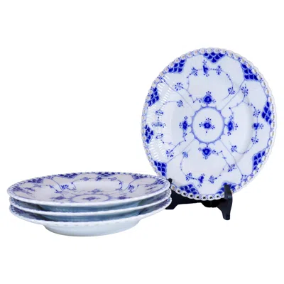 Pre-owned Royal Copenhagen Arnold Krog -  Blue Fluted Musselmalet - 4 Luncheon Plates 1085