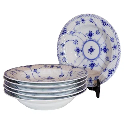 Pre-owned Royal Copenhagen Arnold Krog -  Blue Fluted Musselmalet - 6 Deep Soup Plates 566