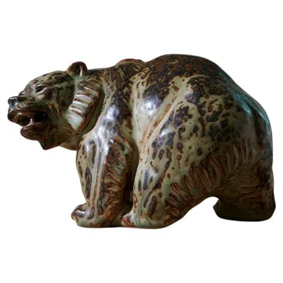 Pre-owned Royal Copenhagen Bear Figurine In Ceramic By Knud Kyhn In Black