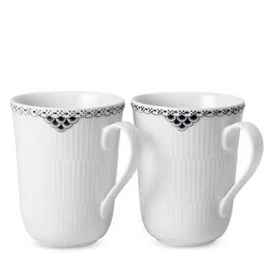 Royal Copenhagen Black Lace Mug, Set Of 2 In Multi