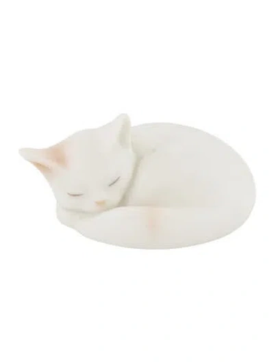 Pre-owned Royal Copenhagen Blanche Mini Porcelain Sleeping Cat In White