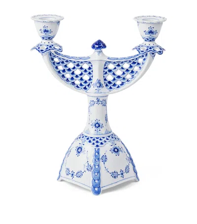 Royal Copenhagen Blue Fluted Full Lace Candelabra
