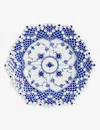 Royal Copenhagen Blue Fluted Full Lace Hexagonal Porcelain Plate 21cm