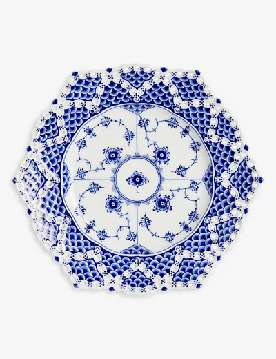 ROYAL COPENHAGEN BLUE FLUTED FULL LACE HEXAGONAL PORCELAIN PLATE 21CM,53300011