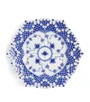 Royal Copenhagen Blue Fluted Full Lace Hexagonal Porcelain Plate 21cm In Blue