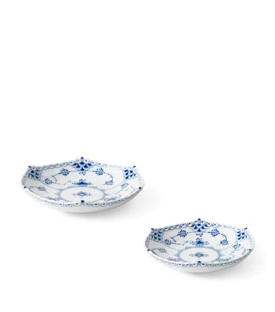 Royal Copenhagen Blue Fluted Full Lace Shallow Bowls