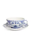 Royal Copenhagen Blue Fluted Full Lace Teacup And Saucer In Blue