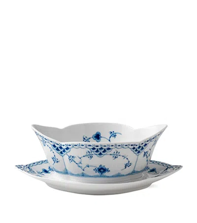 Royal Copenhagen Blue Fluted Half Lace Sauce Boat