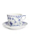 Royal Copenhagen Blue Fluted Half Lace Teacup And Saucer In Blue
