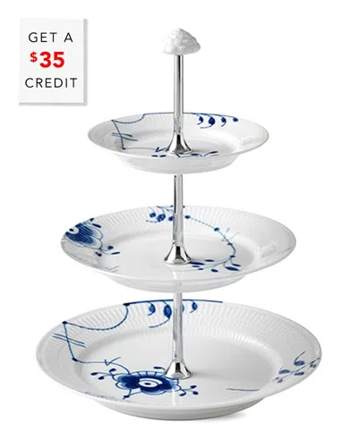 Royal Copenhagen Blue Fluted Mega 3 Tier Etagerewith $35 Credit In White