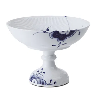Royal Copenhagen Blue Fluted Mega Footed Bowl In White And Blue