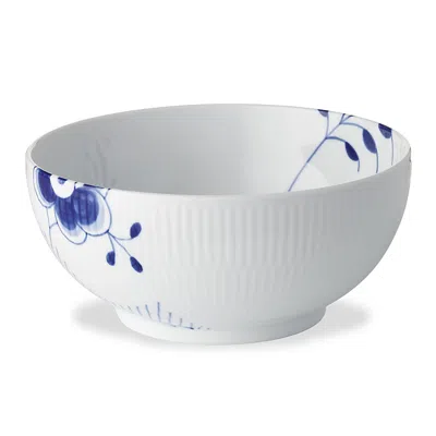 Royal Copenhagen Blue Fluted Mega Serving Bowl, 4 Cups In White With Hand Painted Blue Decoration