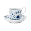 Royal Copenhagen Blue Fluted Plain High Handle Cup & Saucer In Blue/white