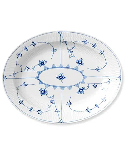 Royal Copenhagen Blue Fluted Plain Oval Platter Large In Gray