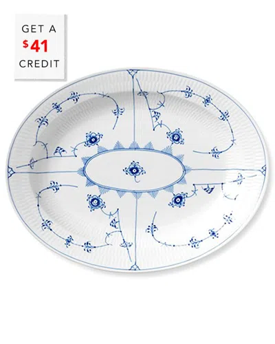 ROYAL COPENHAGEN ROYAL COPENHAGEN BLUE FLUTED PLAIN OVAL PLATTER LARGE WITH $41 CREDIT