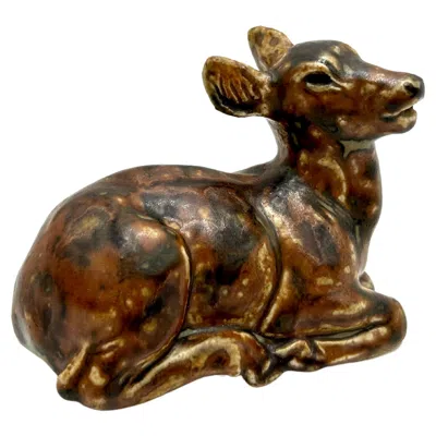Pre-owned Royal Copenhagen Ceramic Deer Figurine, Designed By Knud Kyhn, , Denmark, 1950/60 In Brown