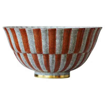 Pre-owned Royal Copenhagen Crackle Glazed Bowl. Thorkild Olsen, Denmark, 1962. In Brown
