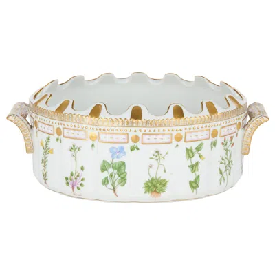 Pre-owned Royal Copenhagen Danish Porcelain Flora Danica Hand Painted Floral Monteith Bowl  In Gray