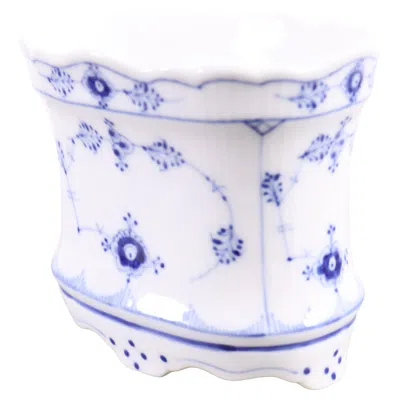 Pre-owned Royal Copenhagen Elegant  Blue Fluted Oval Vase, Model 264 (1898-1923)