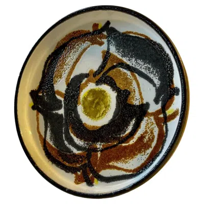 Pre-owned Royal Copenhagen Faience Dish With Abstract Glaze By Ellen Malmer For , 1970s In Black