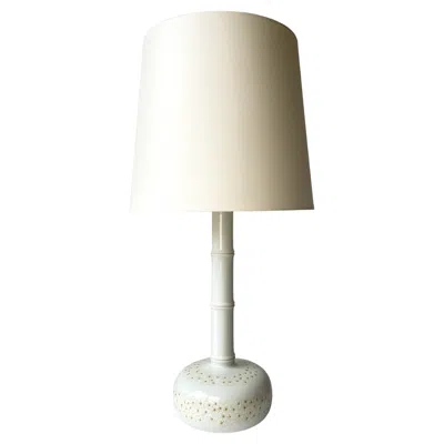 Pre-owned Royal Copenhagen Faience Table Lamp, Bamboo Shape, Floral Decor, 1960s In Sand